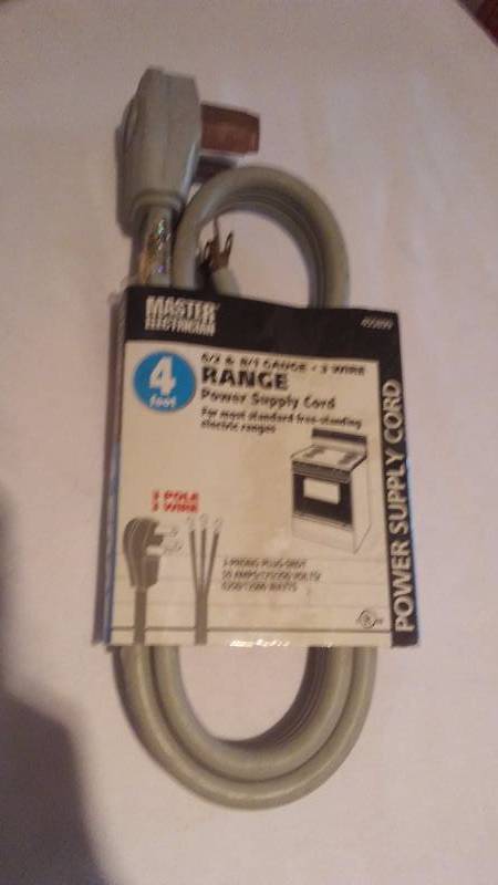 Range Power Supply Cord, by Master Electrician, 4 ft., 50 Amp, 3 prong