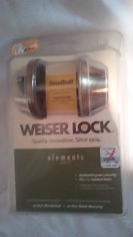 Weiser Dead Bolt Lock with key, security 3, residential grade