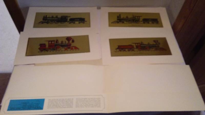 Locomotive Prints by Robert Kern, (4) Foiled 13 x 7 inches