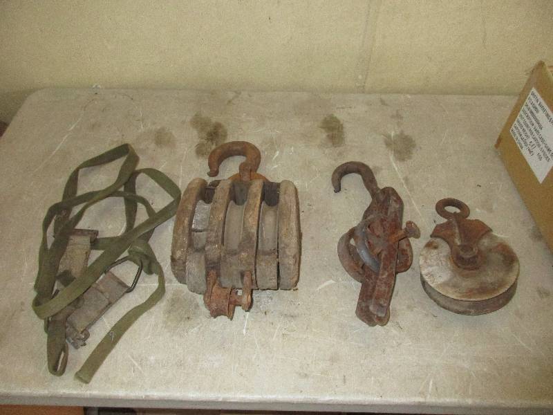 antique wood pulleys