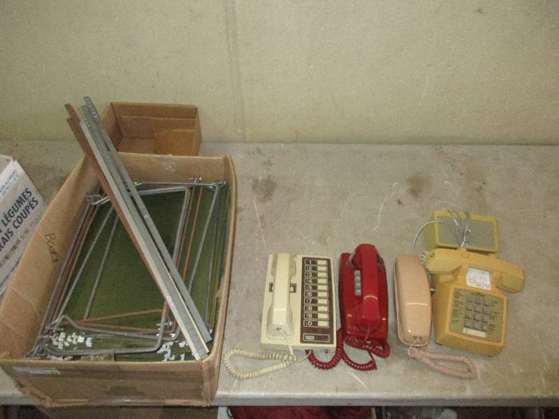4 vintage phones and file cabinet dividers