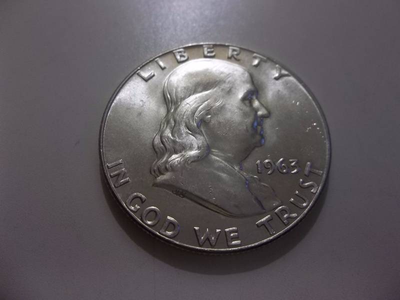 1963 D  Franklin Half Dollar Very High Grade MS Full Bell
