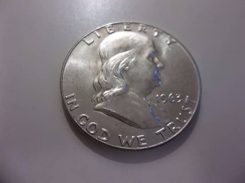 1963 D  Franklin Half Dollar Very High Grade MS Full Bell