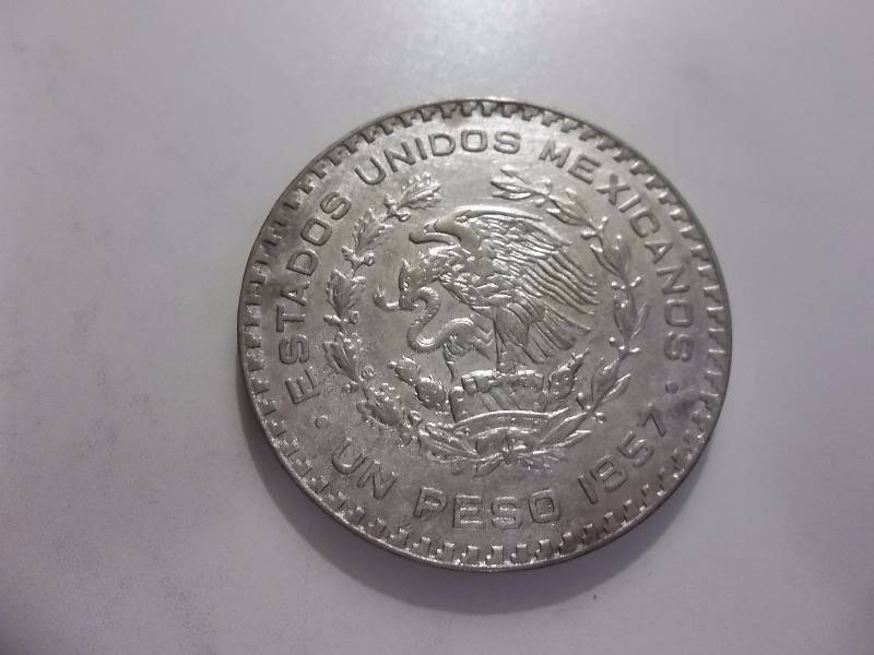1957 Silver Mexican Peso .5104 Oz.