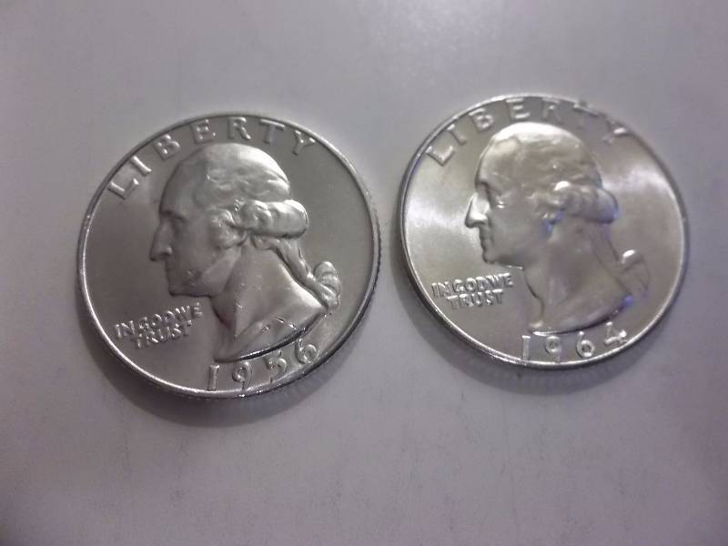 1956 D, 1964  Washington Quarters Very High Grades Unc