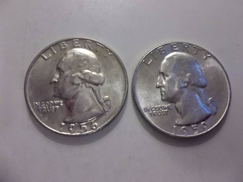 1956 D, 1959 D Washington Quarters Very High Grades Unc