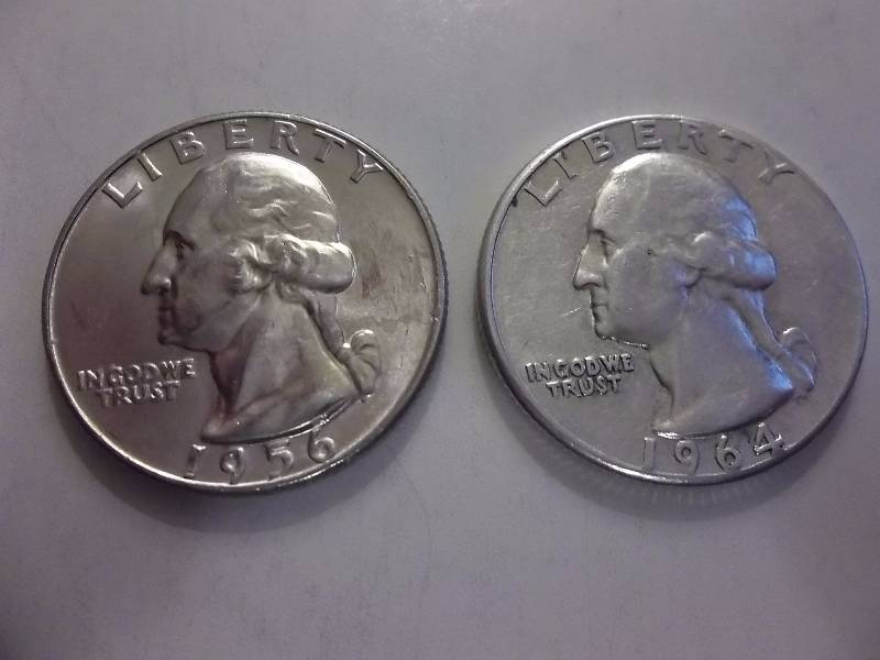 1956 D, 1964  Washington Quarters Very High Grades Unc