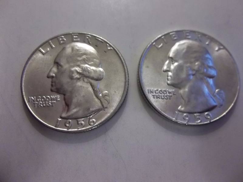 1956 D, 1959 D Washington Quarters Very High Grades Unc