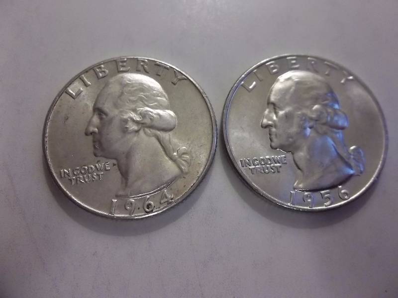 1956 D, 1964  Washington Quarters Very High Grades Unc