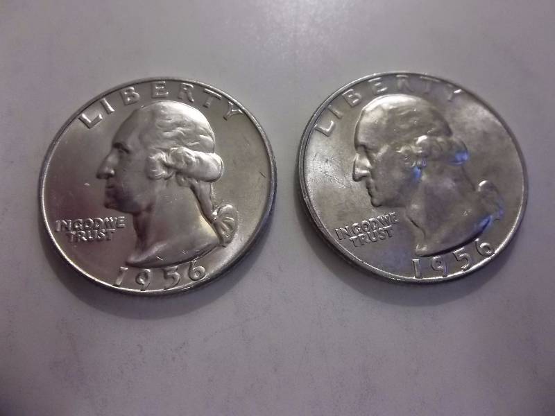 1956 D, 1956 D Washington Quarters Very High Grades MS From A Roll Of Uncs.
