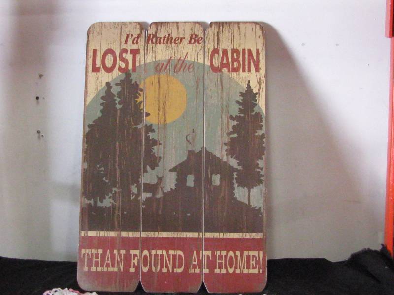 lot 47 image: Lost at Cabin Wood Sign