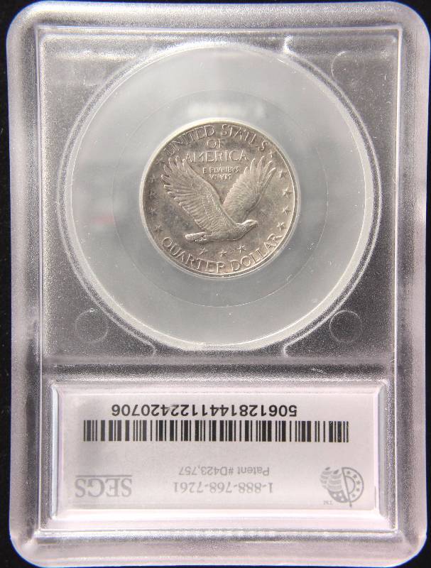 1925 STANDING LIBERTY SILVER QUARTER AU58 SEGS