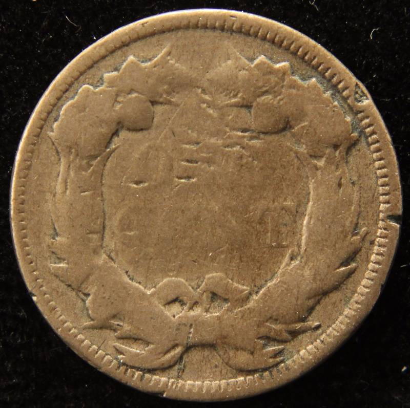 1857 FLYING EAGLE CENT VF DETAILS REVERSE DAMAGE