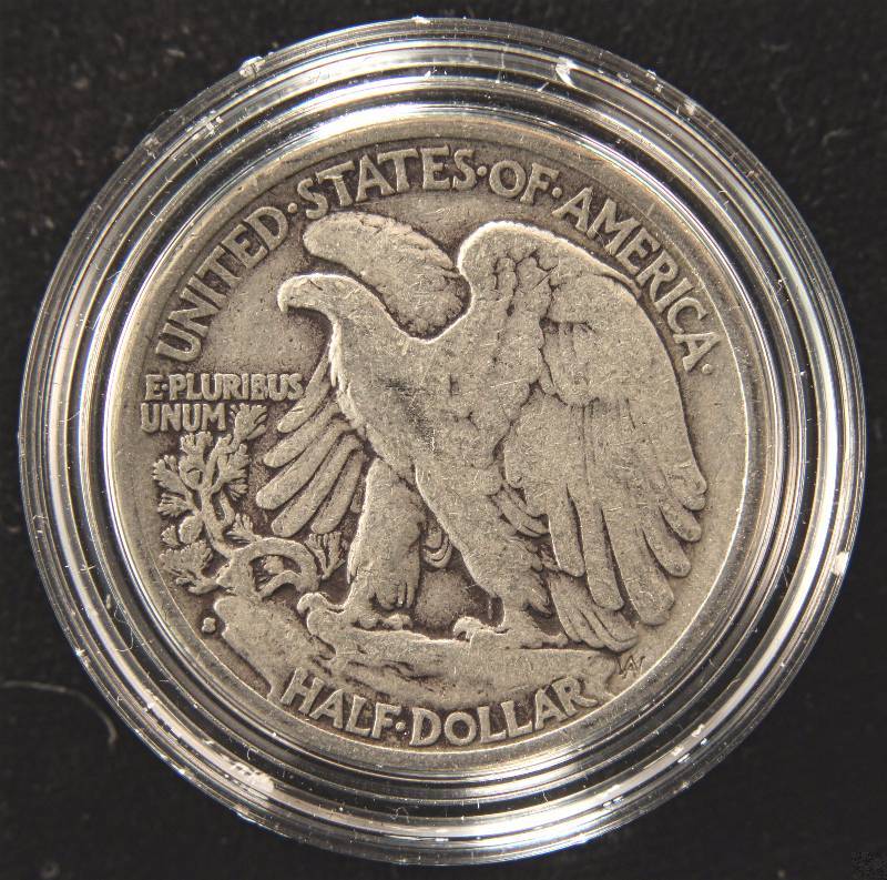 1934-S WALKING LIBERTY SILVER HALF DOLLAR IN AIRTITE HOLDER