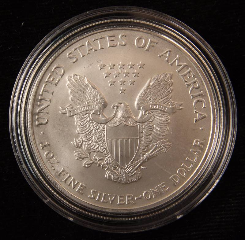 2004 AMERICAN SILVER EAGLE 1 TROY OZ. .999 FINE SILVER DOLLAR IN AIRTITE HOLDER