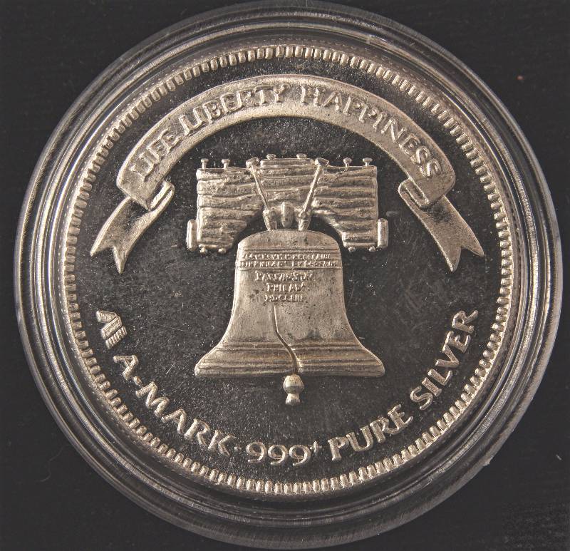 1 TROY OZ. .999 FINE SILVER VINTAGE 1983 A-MARK LIBERTY IN AIRTITE HOLDER