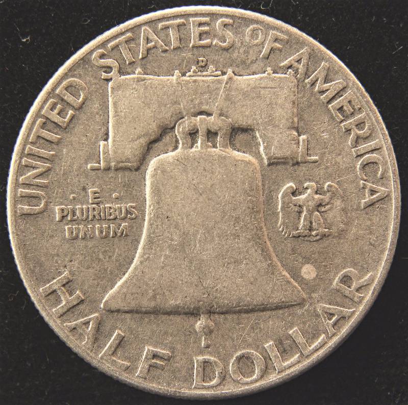 1950-D FRANKLIN SILVER HALF DOLLAR VF