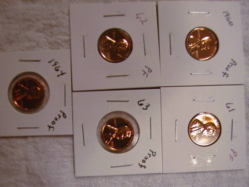 lot 36 image: 1960, 61, 62, 63, and 64 proof Lincoln cent (uncirculated)