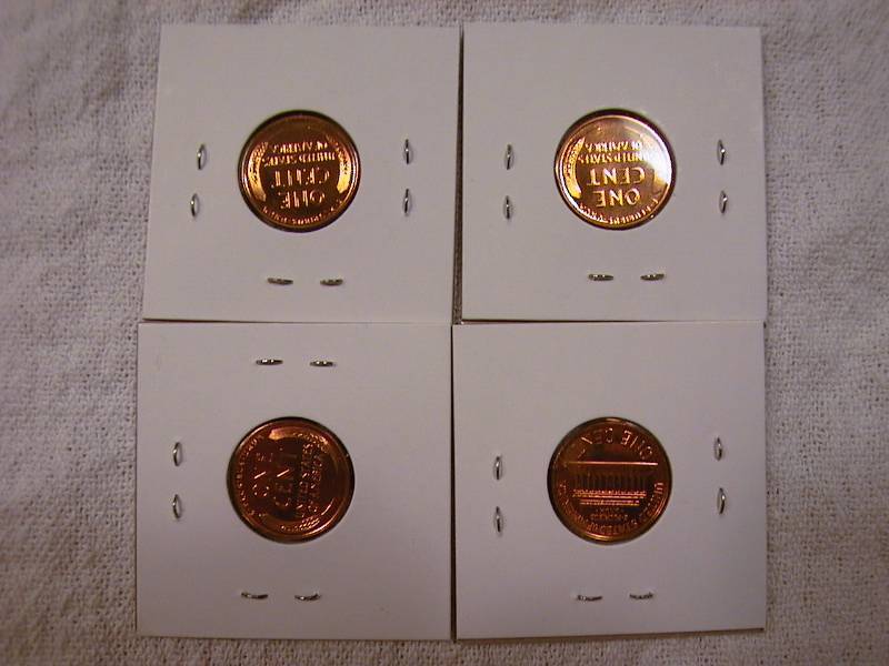 lot 40 image: 1956, 57, 58, and 59 proof Lincoln cent (uncirculated, 1 - memorial and 3 - wheat)