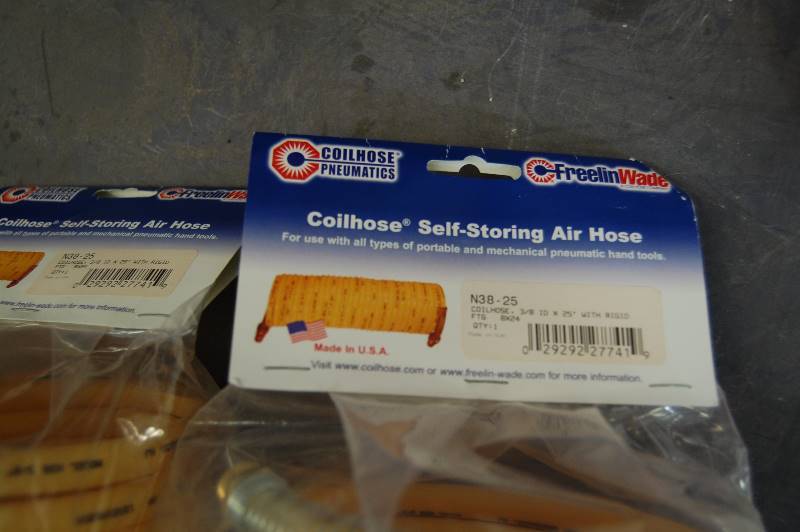 lot 12 image: 38 I.D. x 25 Yellow Nylon Coiled Air Hose