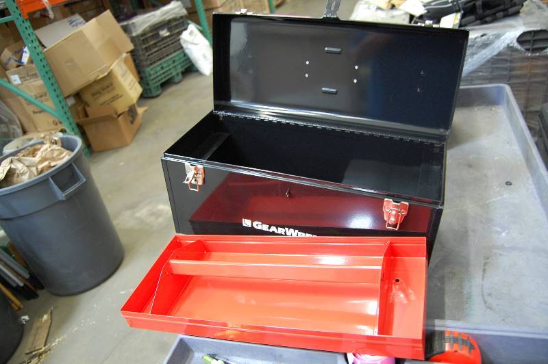 lot 28 image: 19 x 10 GEARWRENCH Black Steel Tote Box with Tote Tray