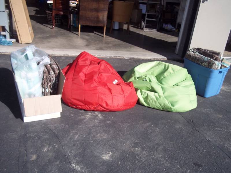 Outdoor Chair Cushions and 2 Bean bag Chairs