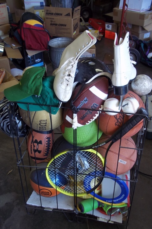 Sporting Goods Assortment with Rack