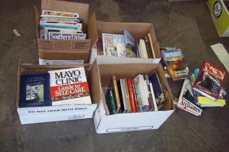 Large lot of assorted books and magazines 4 boxes