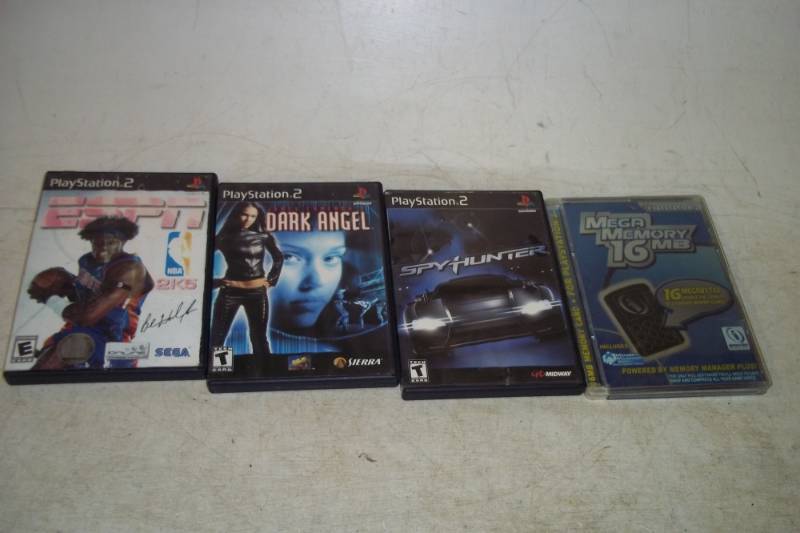 Three Play station games and one Memory disk