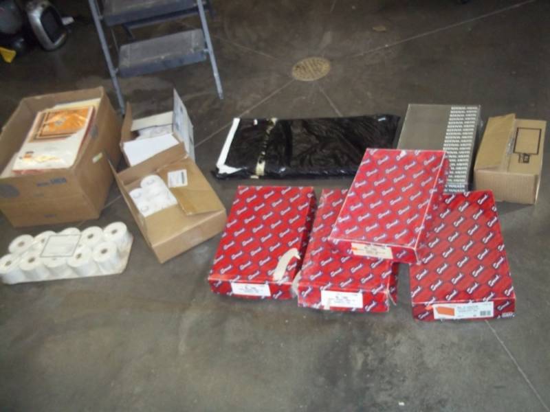 Large office supplies 5 manila folders, calculator paper, memo pads, envelopes, printer paper