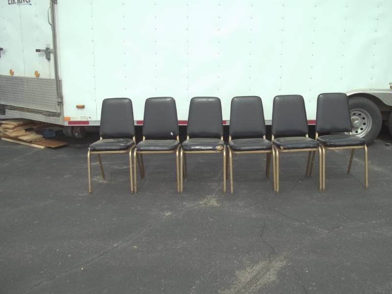 lot 20 image: 6 Chairs Black seat gold legs