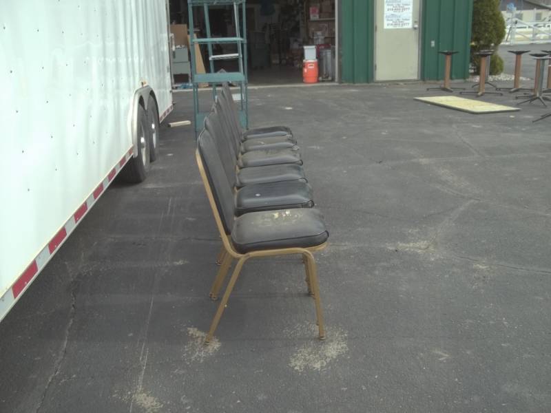 lot 21 image: 6 Chairs Black seat gold legs