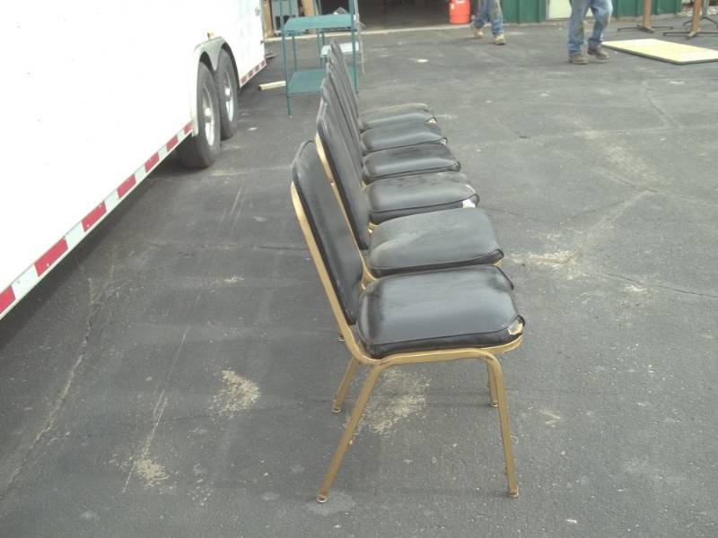 lot 23 image: 6 Chairs Black seat gold legs