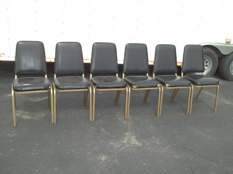 lot 67 image: 6 black Chairs with gold legs