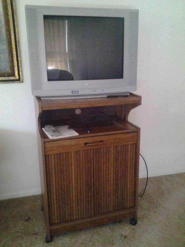 Sanyo Model # DS52424 TV With Remote Works Includes Stand 25x17x36 On Wheels