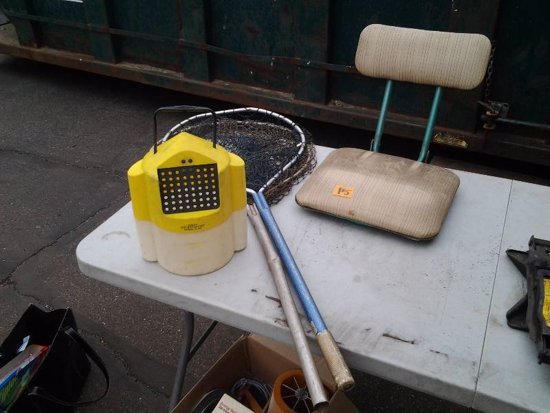 Old Boat Seat, Minnow Pail, 2-Landing Nets