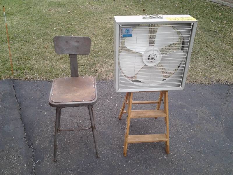 Werner Wood Step Ladder, Industrial Shop Stool, 3-Speed Fan