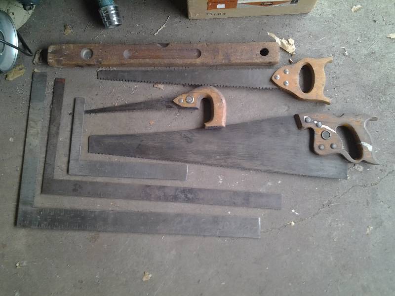 Lot Of Hand Saws, Squares & Level
