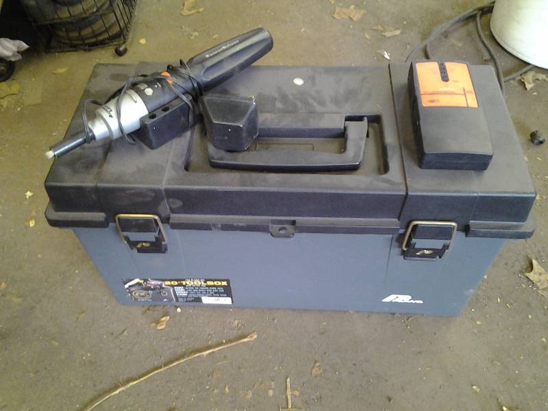 Plano Tool Box, Stud Finder, Black & Decker Power Driver