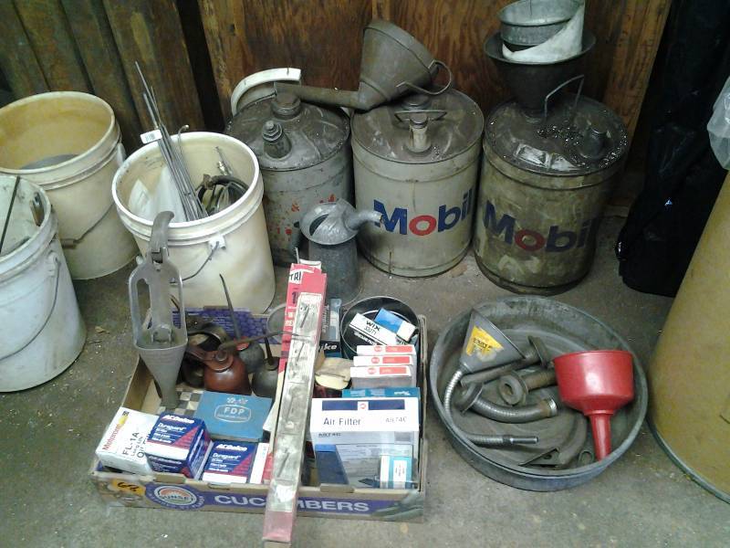 Old Oil Can Funnel, Other Oil Cans, Mobil Cans, Air Filters, Oil Filters, Other Automotive Related
