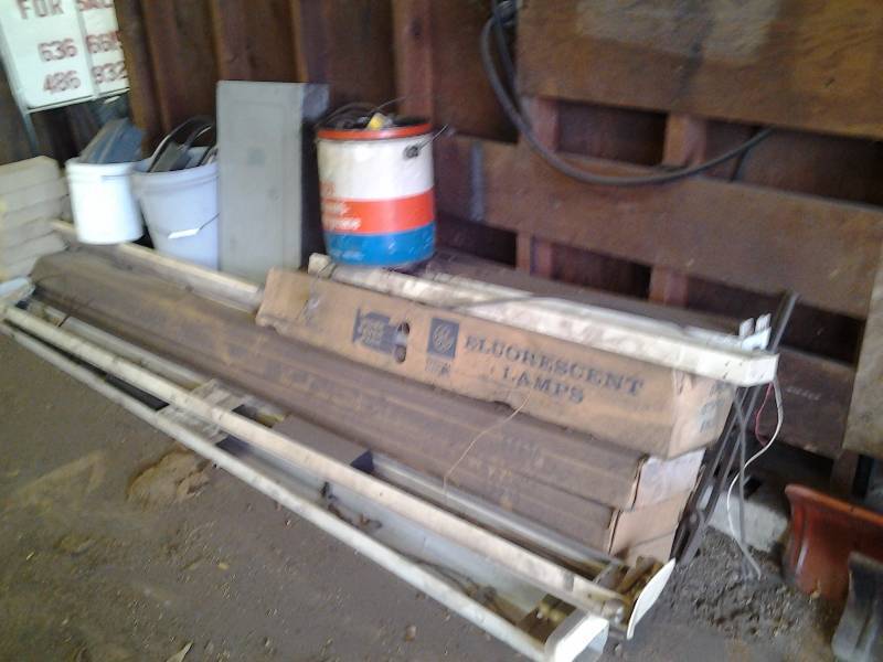 Large Lot Of Fluorescent Light Fixtures, Bulbs & Electric Related