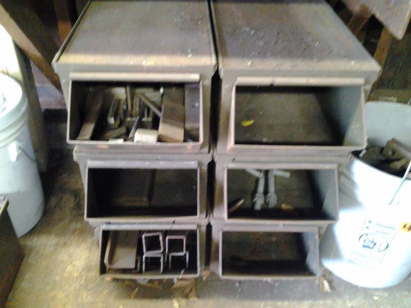 6-Stacking Parts Bins & Contents 21x11x8 Each
