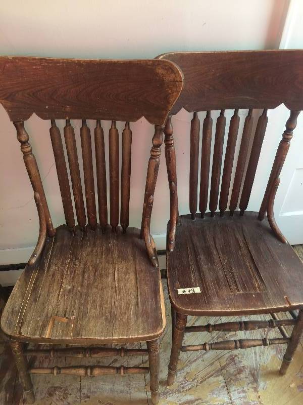 lot 48 image: Antique Wood Chairs