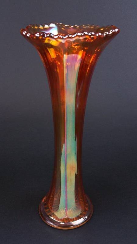 lot 65 image: 10 12 Marigold Carnival Glass Vase