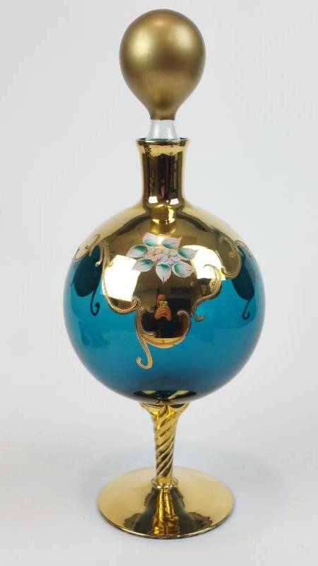 lot 79A image: 16 Hand Painted Teal Murano Decanter