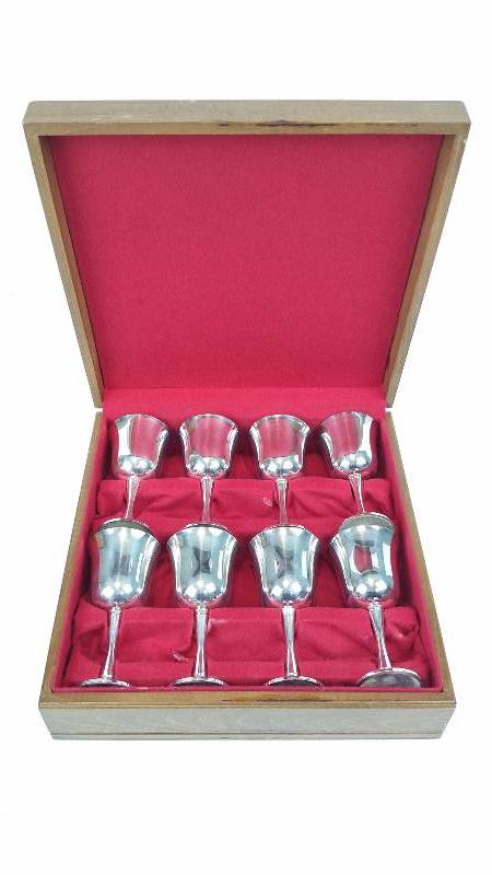lot 100 image: Boxed Set of Silver Wine Goblets from Salem of Portugal