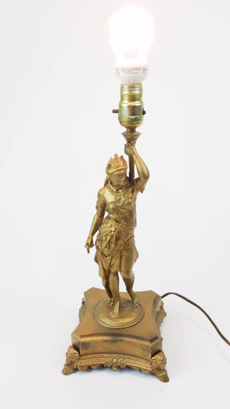 lot 8 image: Antique Buffet Indian Maiden Lamp