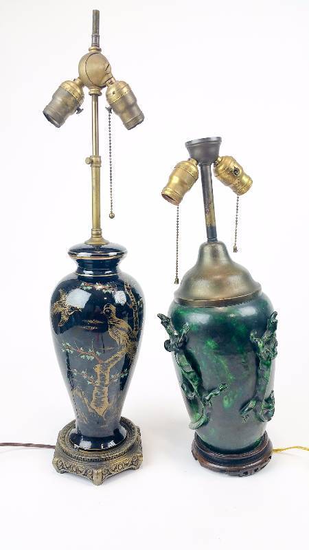 lot 14 image: (2) Asian Double Lamps