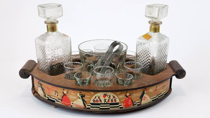 lot 16 image: Hand Painted Barware Set