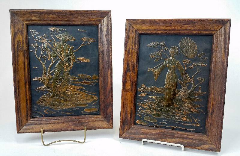 lot 24 image: Asian Repousse Metal Panal Art
